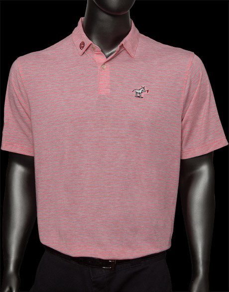Polo Shirt - Donkey - Tour Tech Natural Touch Fabric - Striped Red Ginger