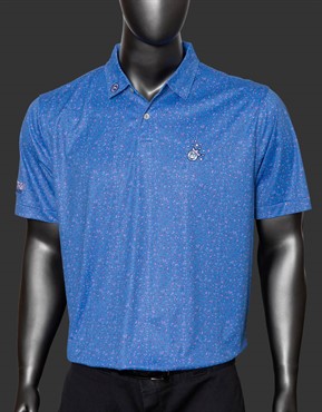 Polo Shirt - Jackpot Johnny - Featherweight Printed Citrus Performance Fabric - Blue River